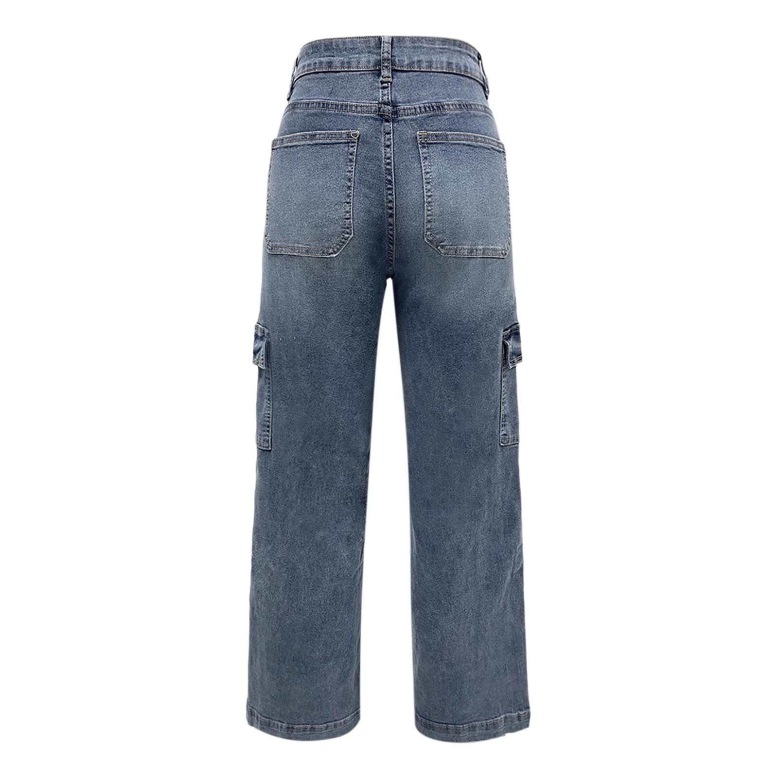 thumbnail image 4 of Pantalones rectos de trabajo para mujer: vaqueros informales con múltiples bolsillos para uso diario, 4 of 5